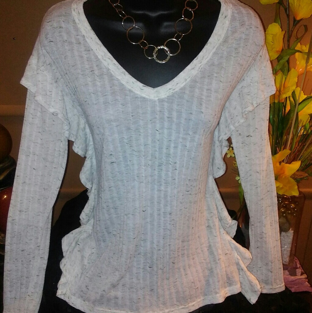 Lavender Fields V-Neck Ruffle Tee.